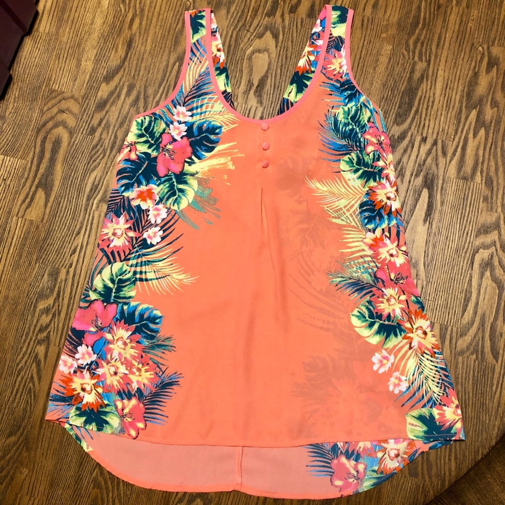 Candies Floral Coral Colored Tank Top